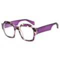 Purple Tortoiseshell Polygon Reading Glasses Fashionable Thick Frame Eyewear Variant - +100 / C4 Purple Floral Frame
