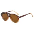 Gradient amber double bridge pilot sunglasses, retro UV protection fashion eyewear style. - C3 Gradient Tea Frame Tea Lenses