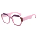 Schicke polygonale Brille mit dickem Gestell in stilvollem Rosa-Lila-Design für den Alltag. - C5 Rosa Rahmen