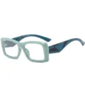 Gafas de lectura cuadradas de moda con montura verde y patillas azules de color block - C5 Montura Verde