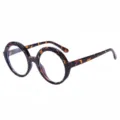 Stylish tortoise shell round reading glasses for men and women with unique textured frame design. - +100 / C4 Tortoise Frame
