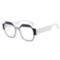 Modische schwarz-weiße Polygon Flachglas Lesebrille übergroße dicke Rahmen Brille. - C6 Grauweißer Rahmen