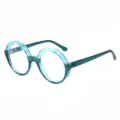Modische Lesebrille mit rundem Gestell und stylischem Kontrastfarbendesign für Alltag. - C5 Blau & grüner Rahmen