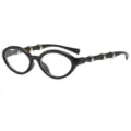 Occhiali da vista vintage ovali con stanghette in bambù alla moda per uomo e donna eleganti - C13 Montatura Nero Opaco Lenti Trasparenti