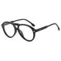 Chic double bridge navigator sunglasses featuring bold black acetate frames and retro appeal. - C8 Shiny Black Frame Blue Light Blocking Lens