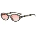 Occhiali da sole ovali di tendenza per uomo e donna con aste in bambù e lenti rosa. - C6 Montatura Grigia Lenti Sfumate Rosa