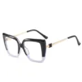 Fashion oversized square optical glasses with chic color-block frame and stylish metal temples. - C7 Black White Gradient Frame