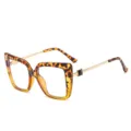 Oversized square blue light glasses fashion tortoise metal temples optical eyewear frame - C9 Gradient Leopard Frame