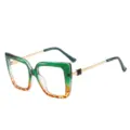 Oversized square optical glasses with green orange gradient frame and gold metal temples. - C10 Green Orange Gradient Frame