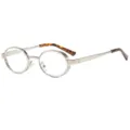 Metal small frame oval vintage glasses variant with classic tortoise shell temple tips. - Silver Frame Clear Lens