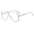 Oversized white frame flat glasses retro fashion trendy street style eyewear for men and women - C3 White Frame Clear Lens