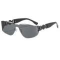 Lunettes de soleil élégantes et tendance pour hommes et femmes, design sans monture et incurvé. - Monture Noire Verres Gris