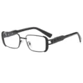 Trendy black square metal frame glasses for women fashion eyewear everyday casual wear style - C7 Black Frame Clear Lens