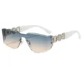 Lunettes de soleil sans monture dégradé branches métal blanches protection UV 9816 - C2 Monture Argentée Lentille Dégradée Vert Thé