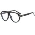 Gafas de sol grandes tipo aviador para hombres y mujeres, montura negra con adorno T. - C9 Marco Negro Lente Transparente