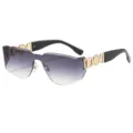 Lunettes de Soleil Écran Dégradé Sans Monture Bord Coupé Protection Noir Or - C3 Monture Dorée Verres Dégradés Gris