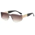 Lunettes de soleil élégantes et sans monture à verre unique avec branches dorées tendance. - C4 Monture Dorée Verre Dégradé Thé