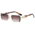 Trendy metal square frame sunglasses for women, chic gradient lenses stylish eyewear. - C4 Black Gold Frame Gradient Tea Lens