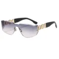 Lunettes de soleil bouclier dégradé tendance pour hommes et femmes, lunettes de soleil élégantes. - C5 Monture Dorée Lentille Dégradée Gris Jaune