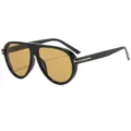 Gafas de sol de aviador oversize elegantes para hombre y mujer con lentes marrones. - Marco Negro Lentes de Té