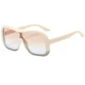Oversized gradient sunglasses for women and men, trendy one-piece avant-garde eyewear. - C6 Beige Frame Gradient Tea Blue Lens