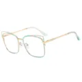 Lunettes de lecture tendance pour femme en métal doré avec détails vert menthe élégants. - C5 Monture Verte