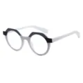 Lunettes de lecture rondes bicolores tendance pour hommes et femmes, design noir et blanc. - C13 Cadre Blanc-Gris Verre Transparent