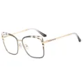 Montura de gafas de lectura ojo de gato dorada y negra para mujer, elegante metal. - C1 Montura Negra / +1.00 Dioptría