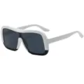 Trendy oversized futuristic shield sunglasses with chunky white frame for men women - C3 White Frame Gray Lens