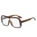 Oversized tortoise shell fashion clear glasses for women trendy big frame optical eyewear - C11 Leopard Frame Clear Lens