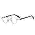 Punk hip hop small round reading glasses for men and women, stylish vintage fashion eyewear. - +1.00 Diopter / C3 White Frame Black Legs