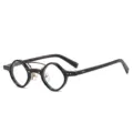 Vintage round frame reading glasses with punk style black metal details for men and women - +1.00 Diopter / C1 Black Frame