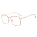 Gafas de moda con montura metálica rosa estilo ojo de gato para mujer, lentes transparentes. - Montura rosa C4 / +1.00 Dioptría