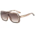 Stylish one-piece oversized square sunglasses with gradient brown lenses and chic frame. - C5 Tea Gradient Lens