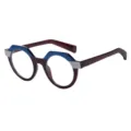 Lunettes de lecture bicolores elegantes pour hommes et femmes, monture ronde au design unique. - +100 / C Monture Bleu Rouge