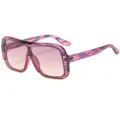 Trendy one-piece shield sunglasses for women and men, pink purple gradient square trendy sun glasses - C7 Purple Frame Purple Yellow Gradient Lens