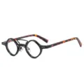 Punk round reading glasses variant, vintage black frame with tortoise-shell temples, stylish. - +1.00 Diopter / C4 Black Frame Leopard Legs