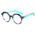Lunettes de lecture colorblock, monture ronde élégante avec verres multicolores pour usage quotidien. - C12 Cadre Floral Bleu Verre Transparent