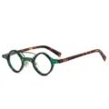 Vintage small round reading glasses green frame tortoiseshell temples unisex stylish reading - C5 Green Frame Leopard Legs