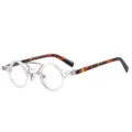 Vintage punk small round frame reading glasses with tortoise temples and double metal bridge. - C7 Transparent Frame Leopard Legs