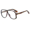 Oversized tortoise shell optical glasses frame, retro fashion flat glasses for daily wear. - Leopard Frame Clear Lens