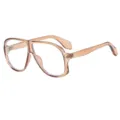 Retro grosse klare Brille fuer Damen und Herren, modische Trend Brille fuer den Alltag. - C5 Champagner Rahmen Klare Linse