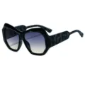 Stylish irregular oversized cat-eye sunglasses for women with gradient lenses and chic pattern. - C1 Black Frame Gray Gradient Lens
