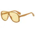 Retro oversized sunglasses for women and men with yellow lenses and thick camel frames. - C2 Yellow Frame with Yellow Lenses