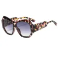 Trendy irregular cat-eye sunglasses for women with artistic pattern and gradient lenses. - C3 Purple Floral Frame Gradient Gray Lens