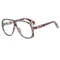 Große Vintage Klarsichtbrille für Damen und Herren Retro Mode Streetstyle Brille 5722 - C7 Lila Blumenrahmen Klare Linse