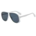 Retro oversized white frame sunglasses for women and men, UV protection trendy eyewear. - C3 White Frame Gray Lens