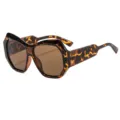 Oversized irregular sunglasses for women, fashion tortoiseshell cat eye sun glasses street style. - C4 Leopard Frame Tea Lenses