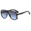 Oversized black frame sunglasses for women and men, retro gradient blue lenses UV400 fashion shades. - C5 Black Frame Gradient Gray Blue Lenses