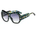 Gafas de sol oversize irregulares con montura carey azul y elegantes lentes degradadas. - C5 Montura Patrón Verde Lente Gris Degradada